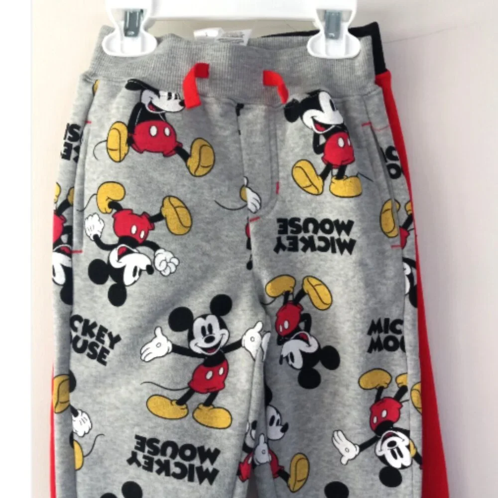 Disney Mickey Mouse Sweatpants Joggers Size 6 (2 pack Lot) Unisex NEW
